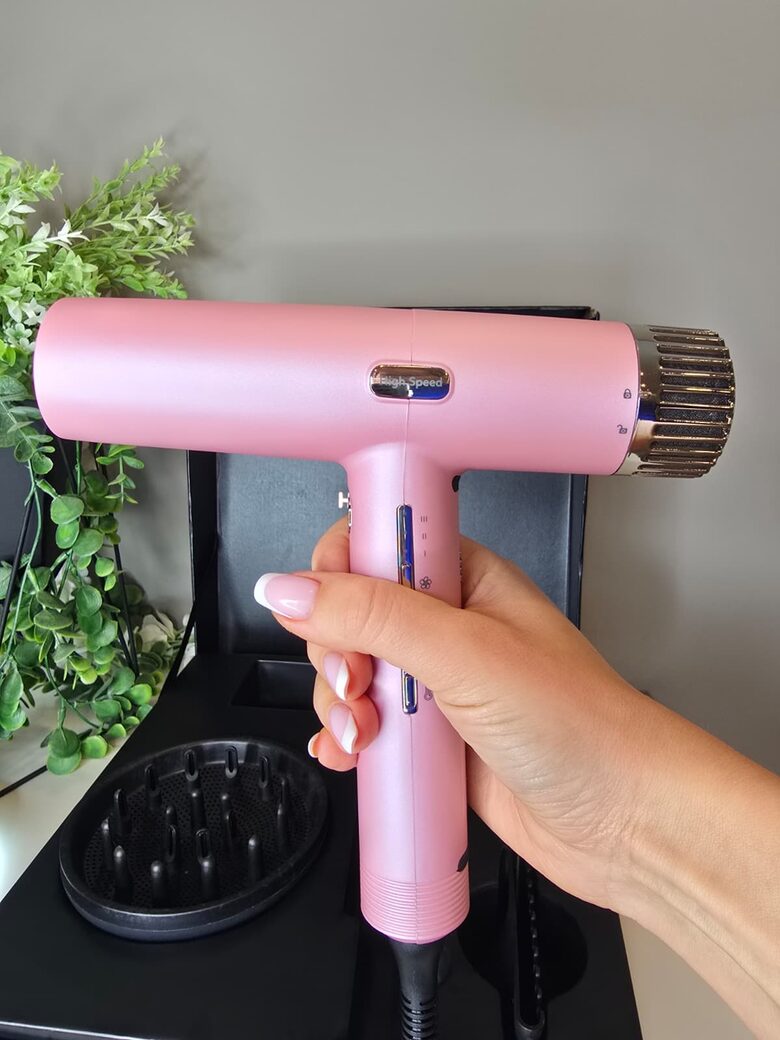 Profesionalus didelės galios plaukų džiovintuvas, rožinis